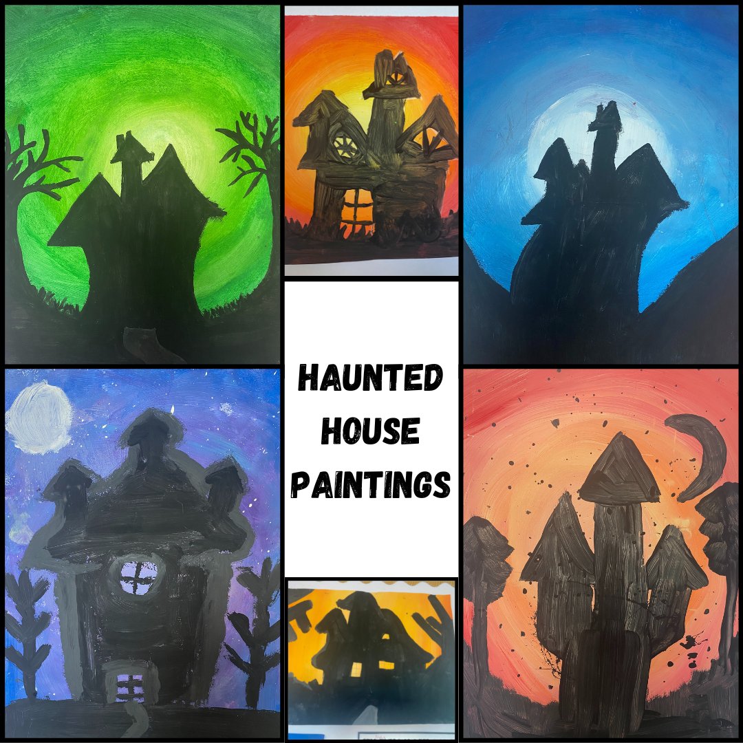 Last year's 6th class paintings 🎨👻

They were done over the course of a few days, with great results!

Watch out for: Some children went too hard with their blending and made a hole through their paper, some put too much paint on their paper which also resulted in a hole!