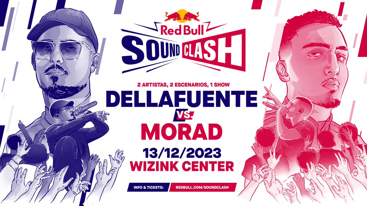 redbullESP's tweet photo. #RedBullSoundClash: Dos artistas, dos escenarios, un show.

🤝 @Dellafuente_  &amp; @el_moraddd 
🗓️ 13 de diciembre
⏰ 21h (19h apertura de puertas)
📍 @WiZinkCenter de Madrid
🎟️ Entradas: https://t.co/2PxQGsQjjr

DELLAFUENTE F.C. VS M.D.L.R. https://t.co/SFFc2vFCJ0