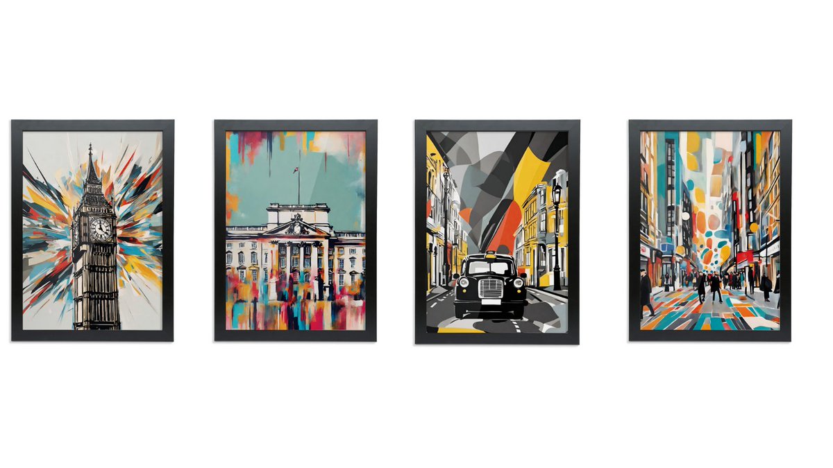 These London original digital art prints are available as a download for printing. High quality 300dpi. Instant download.This collection is available as one download so you will be sent a png file containing all 4.  #londonwallart #digitalart tinyurl.com/LondonWallArtP…