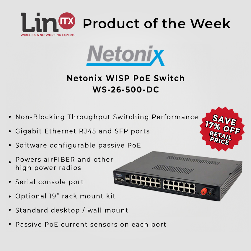 LinITX's tweet image. SALE #LinITX Product of the Week: #Netonix WISP PoE Switch WS-26-500-DC - Save 17% Off Retail Price #WS26500DC #PoEswitch #WISPswitch #WISPPoE #NetonixUK #Netonixsupplier #linitxsale

mailchi.mp/linitx/product…