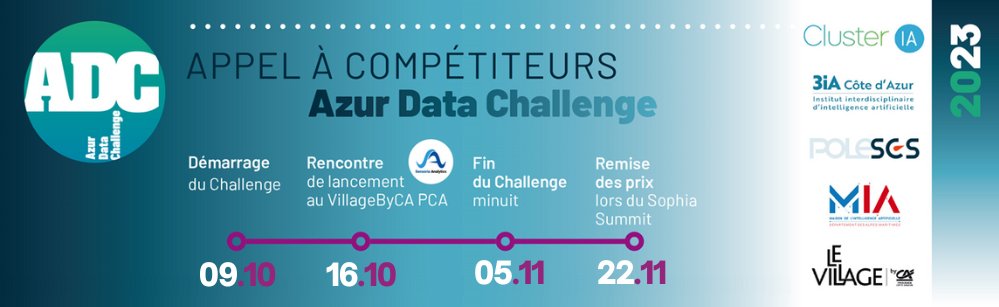 [#AzurDataChallenge] 📢Call for competitors: you are a student at @Univ_CotedAzur and you like to take on new challenges in the field of AI? The ADC is for you! ➡️More info & registration here: 3ia.univ-cotedazur.eu/azur-data-chal… @Cluster_IA @Pole_SCS @Maison_IA @villageCASophia