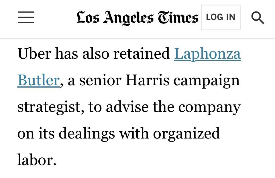 davidsirota's tweet photo. Wait, wait…Instead of appointing the longtime Democratic congresswoman from one of the state’s largest cities, California’s governor instead appointed a fundraiser living in Maryland who traded in their union credential to help Uber bust unions? 

Did I get this right? https://t.co/vrg6yxDaON