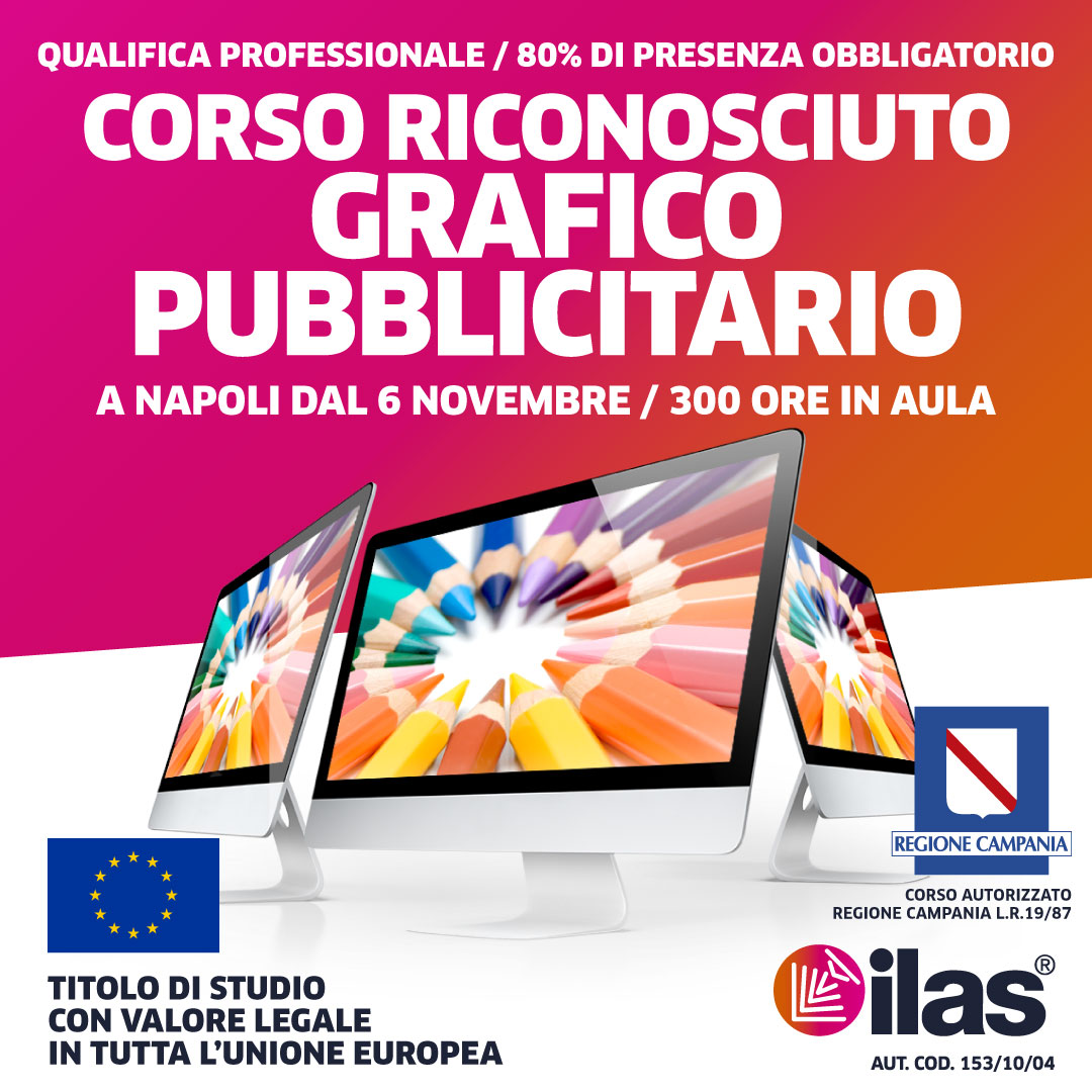 ilascom's tweet photo. DAL 06/11 - CORSO REGIONALE GRAFICO PUBBLICITARIO ILAS® - AUTORIZZATO REGIONE CAMPANIA
https://t.co/8OtHhN5B16

#grafica #graficapubblicitaria #graphicdesigner #graphicdesign #graphic #napoli https://t.co/l3rMt1chS0