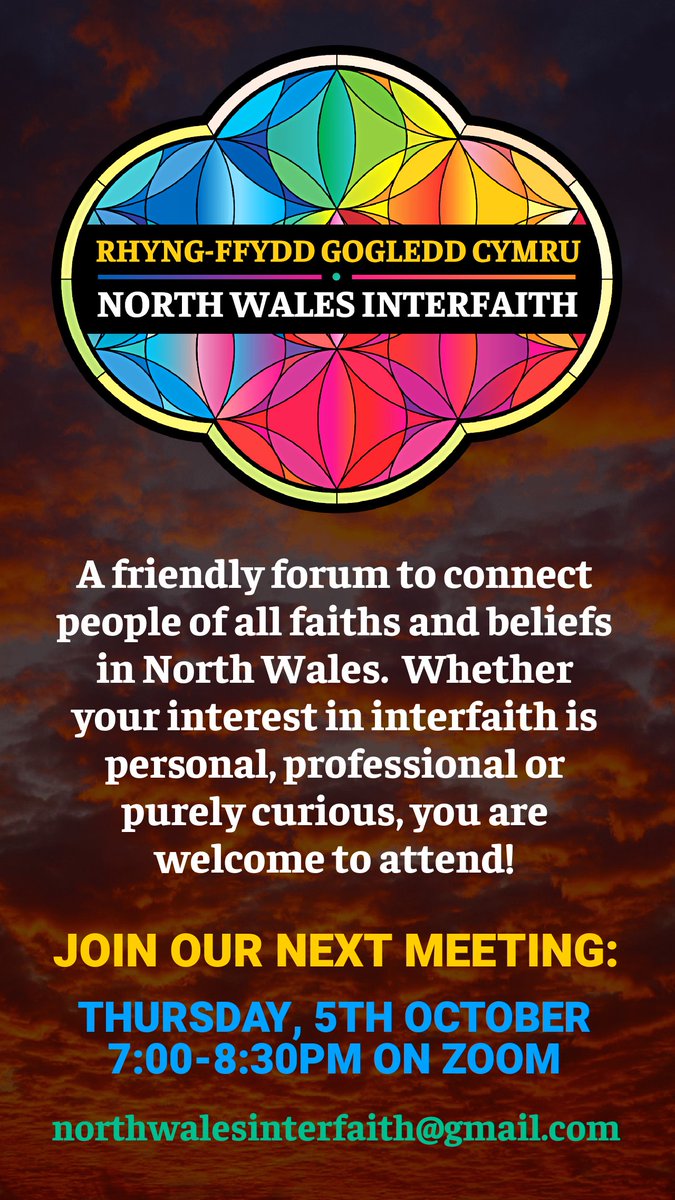 Join us for our most important North Wales Interfaith meeting yet! Final arrangements for our first discussion and networking event in November, and the first draft of our list of locations for the North Wales Pilgrimage project! This Thursday at 7pm, Zoom link on request 🙏