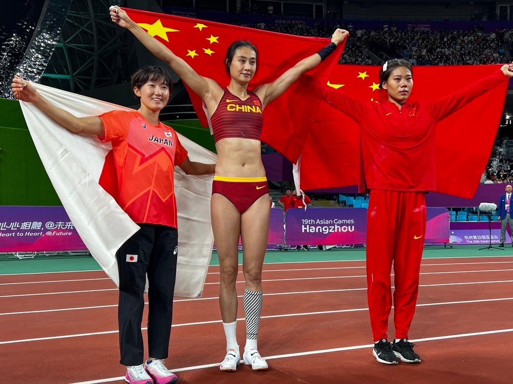 jaaf_official's tweet photo. /／
【#杭州アジア大会🇨🇳】
チームカメラ📸
\＼

◆女子棒高跳決勝
2位🥈🇯🇵#諸田実咲（アットホーム）4m48※日本新

諸田選手自らが持つ🇯🇵日本記録を更新して見事🥈銀メダル獲得です🙌

3m40 -
3m60 -
3m80 ○
4m00 ○
4m10 ○
4m20 ○
4m30 ○
4m40 ○
4m48 ○
4m53 ×××

応援ありがとうございました🙋‍♂️🙋‍♀️

#声援を力に_挑戦のその先へ #TEAMJAPAN #がんばれニッポン