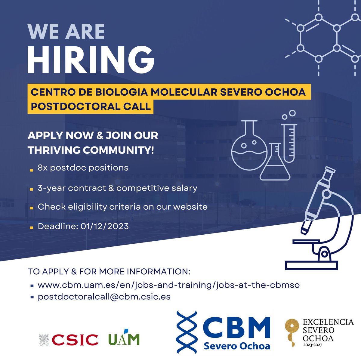 Incredible Opportunity: 8 Postdoctoral Positions Available at CBMSO! 🔬

If you're passionate about unraveling the mysteries of B cell metabolism, this is the opportunity for you! Join us at ¨Metabolism and B cell function¨ laboratory! 🌟Apply now!

<a href="/NMartinezLAB/">MartinezMartinLAB</a>
<a href="/numarmar/">Nuria</a>
