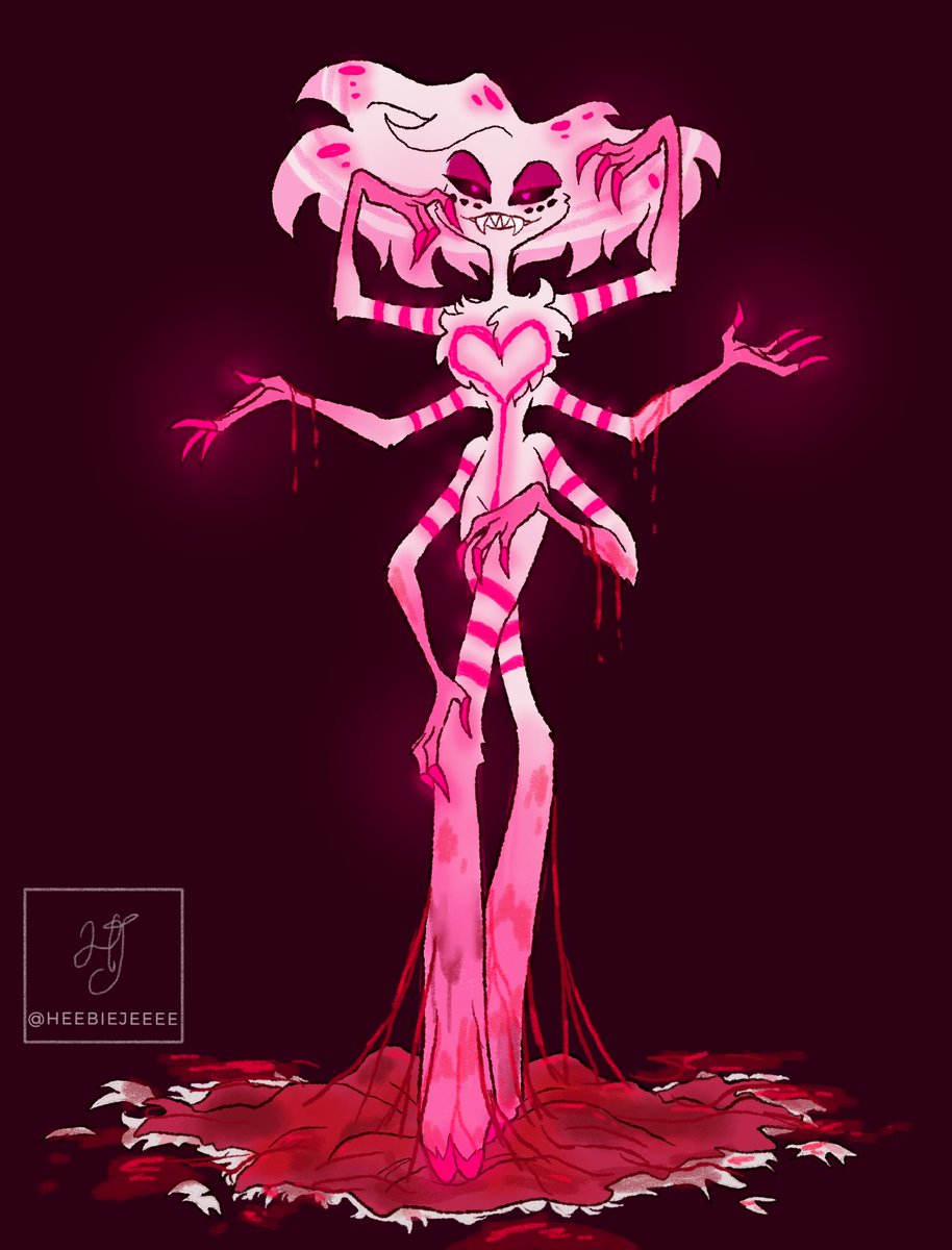 HeebieJeeee's tweet photo. Birth of an Incubus.
Art that I absolutely had to make when I read @angelia_dark 's 'Dinner Date' series on Ao3 #Radiodust #HazbinHotelAngelDust #slightgore https://t.co/aq4tSoB3Uh