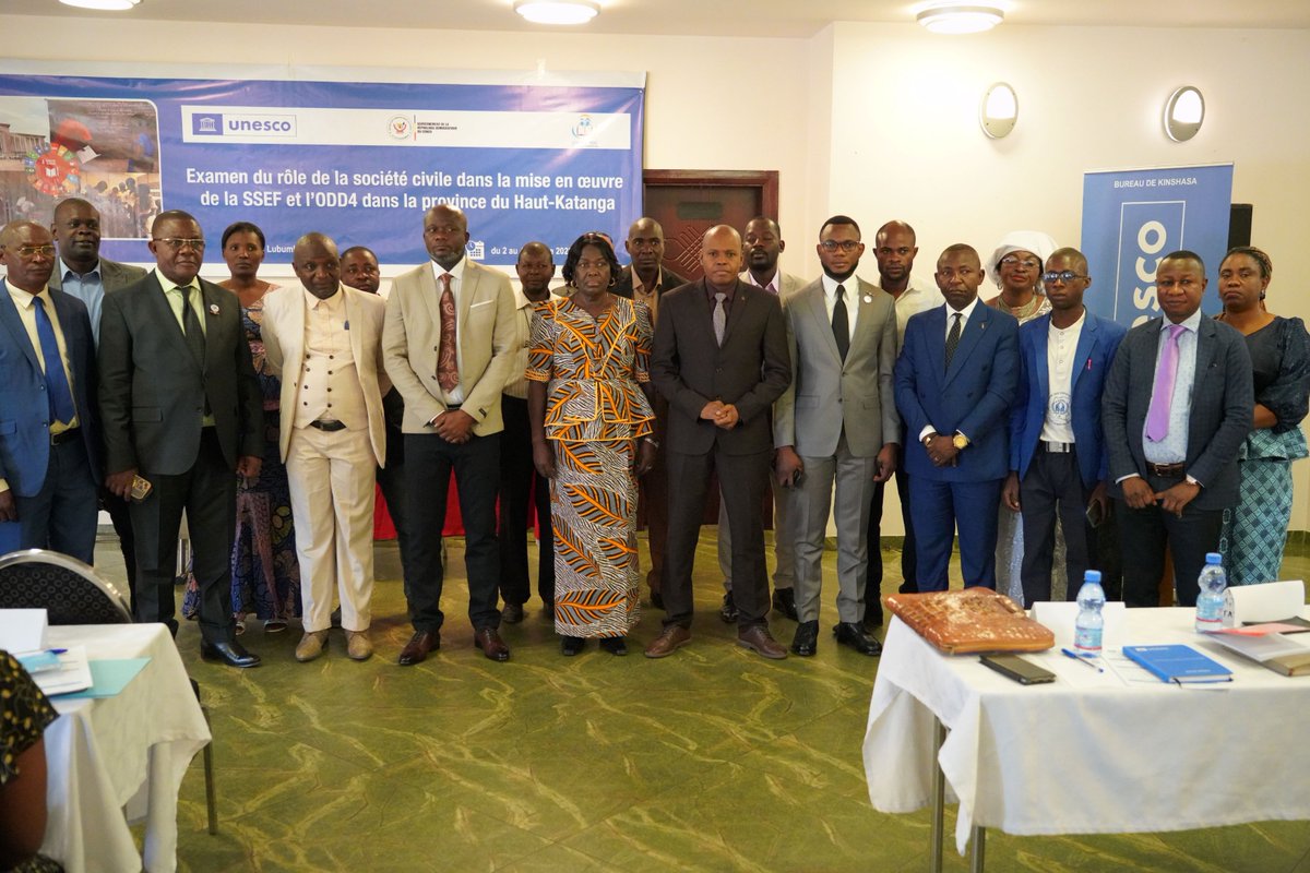 UNESCOKinshasa's tweet photo. #UNESCORDC appuie les #OSC du Haut Katanga dans l'organisation d'un atelier bilan de leur contribution dans la mise en œuvre de la stratégie sectorielle. La rencontre a rassemblé une soixantaine de membres des OSC sous la présidence la ministre provinciale de l'#Education.#CONEPT https://t.co/5wY1ec7FBx