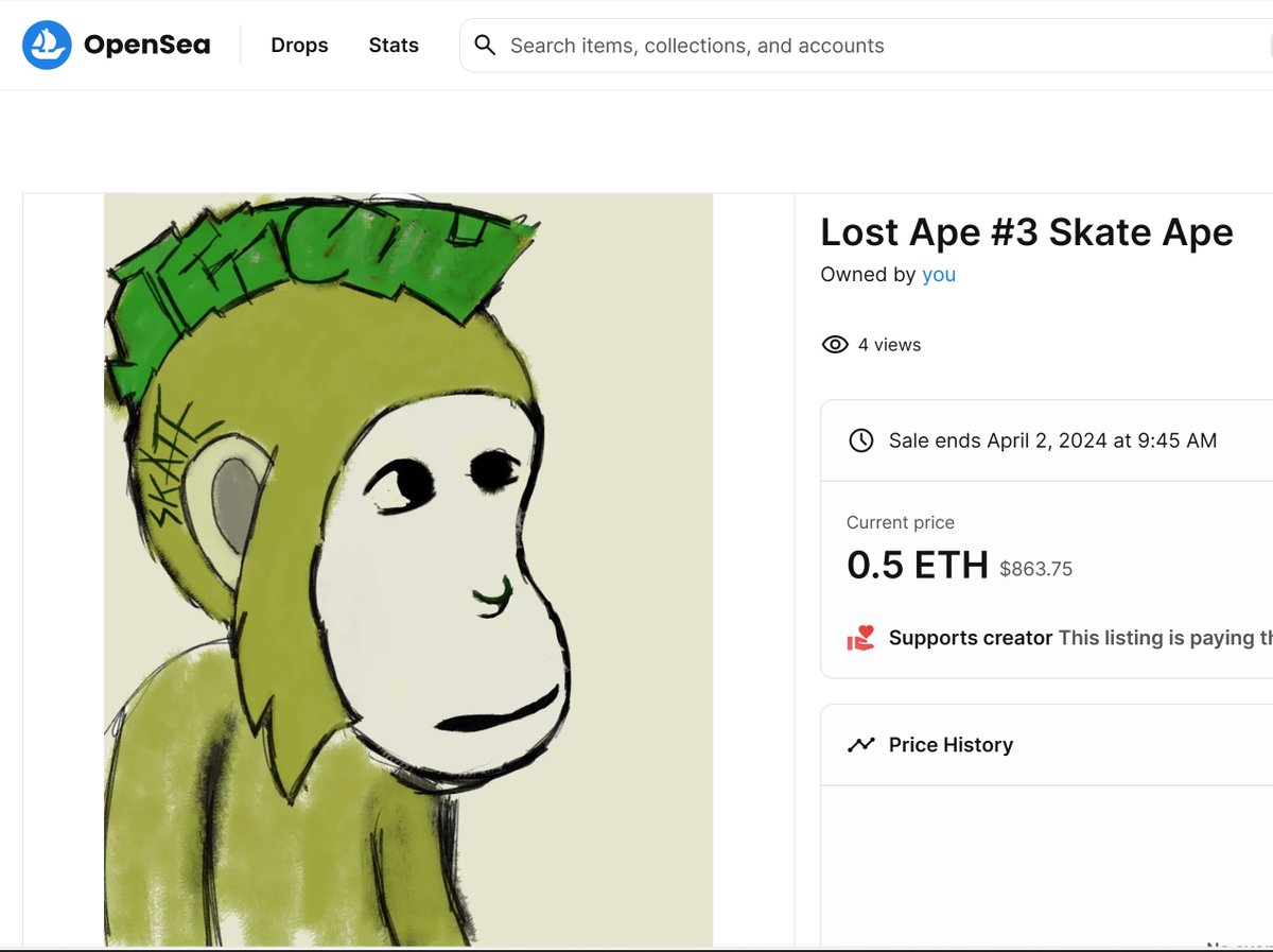 TrenchyPunk's tweet photo. New release Lost ape #3 Collect all 9 Lost Apes on OpenSea Watch for upcoming releases https://t.co/g4cstg3j1A via @opensea https://t.co/2UyCPvXe9D
