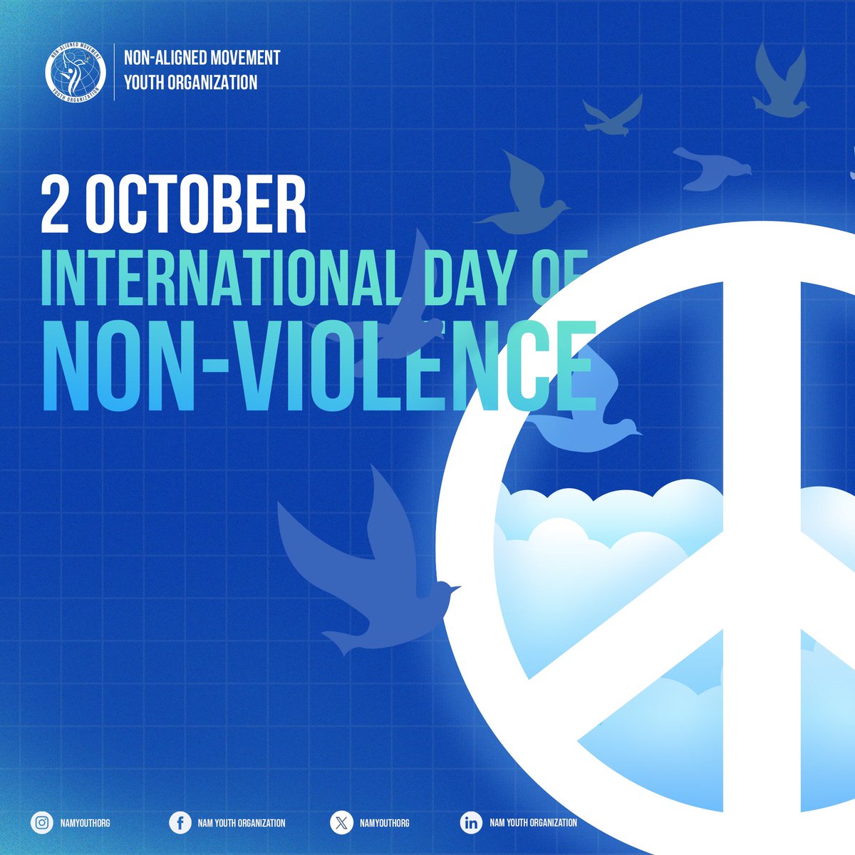 namyouthorg's tweet photo. Today marks the #InternationalDayofNonViolence!
Essential among the #BandungPrinciples, the principle of non-violence is also fundamental to our aspiration to foster a culture of peace, tolerance, and understanding. 🕊️
As #NAMYO, we strongly advocate for the principle of non-violence and reaffirm our commitment to promoting awareness of its effectiveness!
#NAM2023 #NAMYouthVision #UN #UNGA