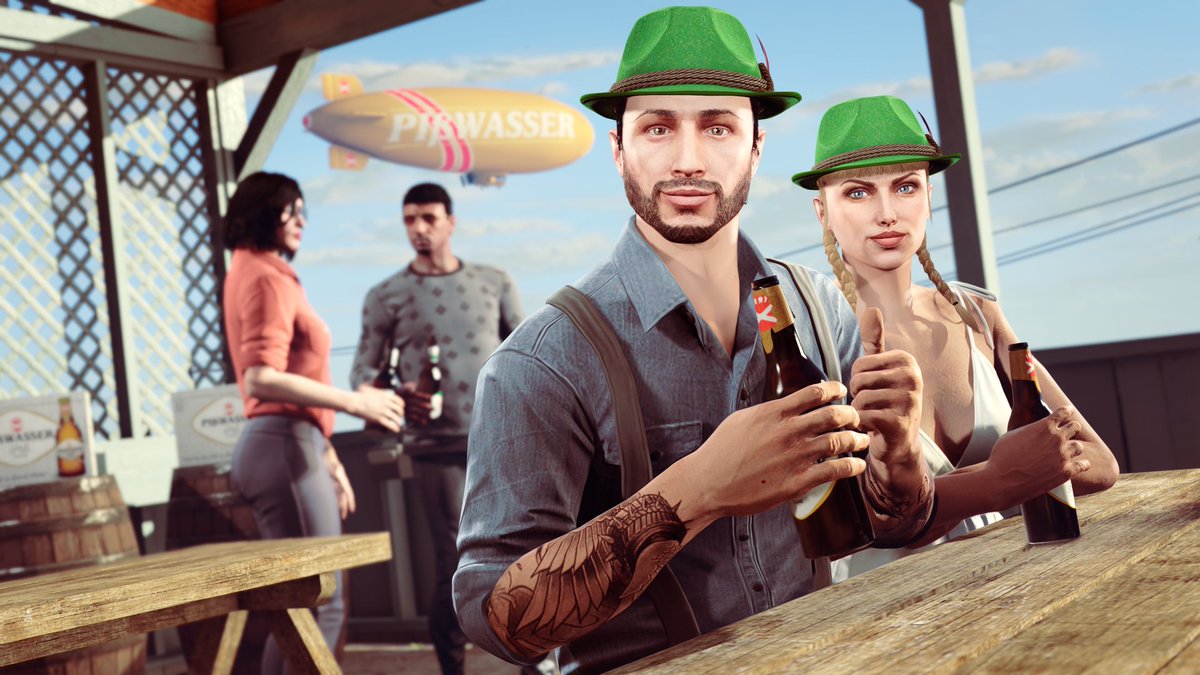 RockstarGames's tweet photo. Celebrate Oktoberfest in traditional style with the Alpine Hat, added to your wardrobe when you play GTA Online through October 4: https://t.co/s0i54l6HoW https://t.co/tATnKN1RSN