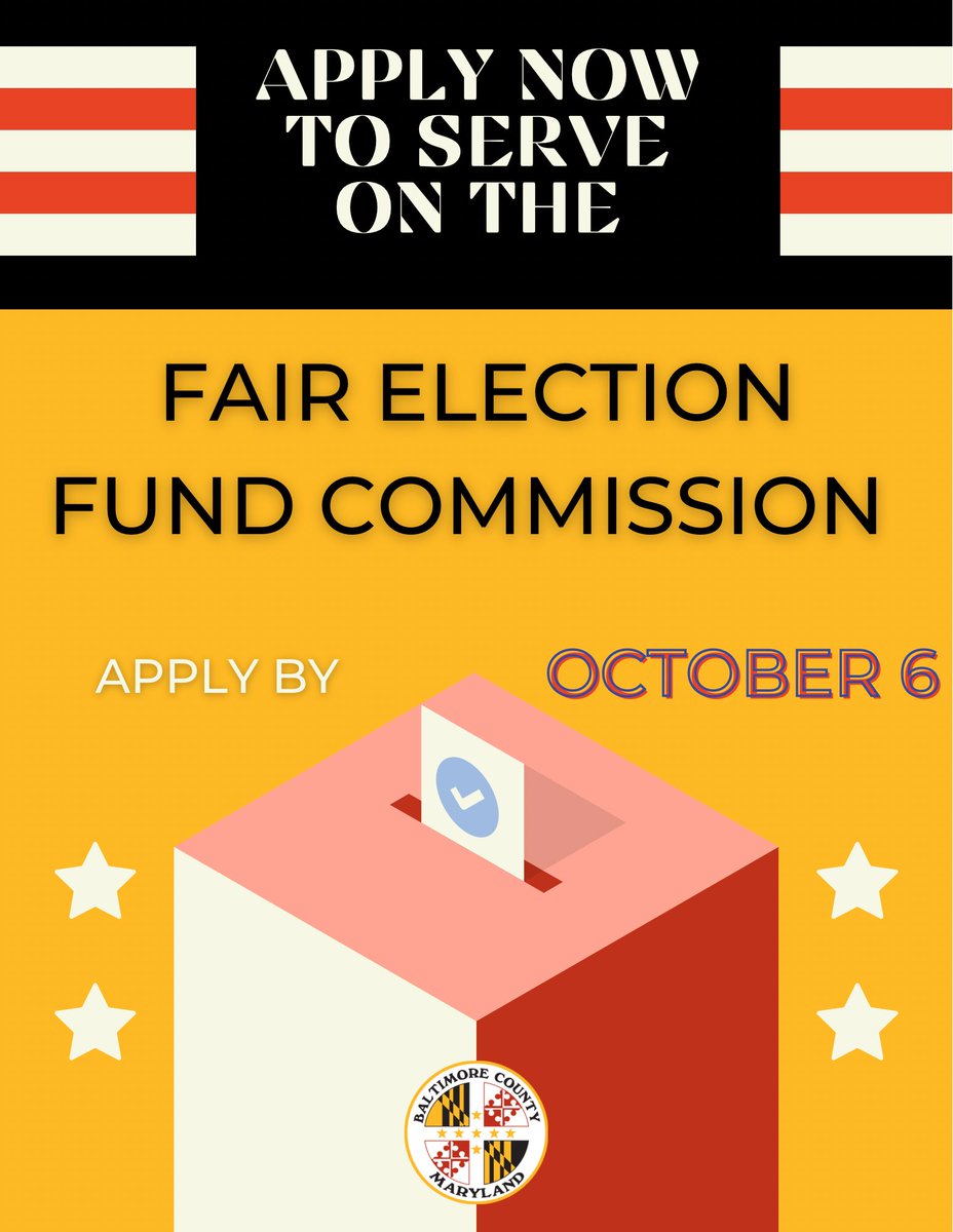 🗳️ This is the last week to apply to serve on the Fair Election Fund Commission: the new public financing system for County Council and County Executive candidates!

Learn more: ow.ly/9WKy50PLkxT