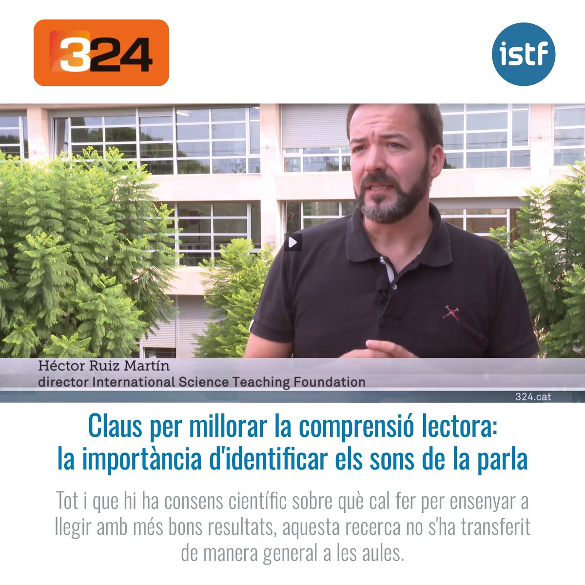 ISTFoundation's tweet image. Quines són les claus per millorar les habilitats pre-lectores dins i fora de les aules?
L&apos;entrevista d&apos;ahir a @hruizmartin al #TNvespre de @tv3cat aborda aquestes qüestions crucials per a l&apos;èxit educatiu 👇🏼
ccma.cat/324/claus-per-…

@324cat @CCMA_cat #ComprensióLectora…
