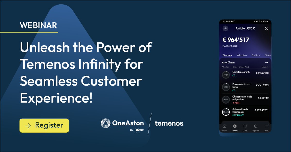 Join us for a webinar to redefine Swiss #digitalbanking success with Temenos.
Secure your spot today and pave the way for a new era of excellence with Temenos and @OneAston_ experts.
Register here: go.temenos.com/unleash-the-po…