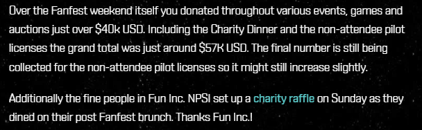 Look at this - we actually raised ~$57,000 for Children's Hospital during #evefanfest!  Dang I love the #EveOnline community! #tweetfleet  😍🥰❤️❤️❤️❤️
eveonline.com/news/view/comm…