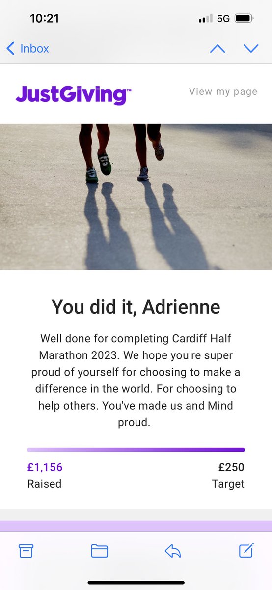Yesterday I ran my first ever half in @CardiffHalf 
Absolutely amazing experience and my fundraising for @MindCharity 
Completed 3hrs 5 raised £1156
