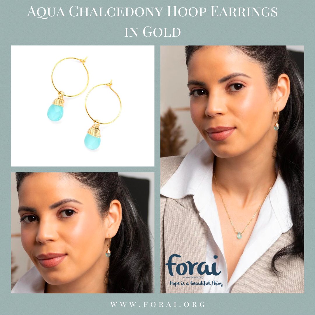 These beautiful aqua chalcedony hoop earrings are perfect for any occasion! The gold plated hoops are delicate and the aqua chalcedony faceted gemstones sparkle and glimmer in the light. 
.
.
.
#aquachalcedony #hoopearrings #goldplated #jewelry #giftideas #sparkleandshine