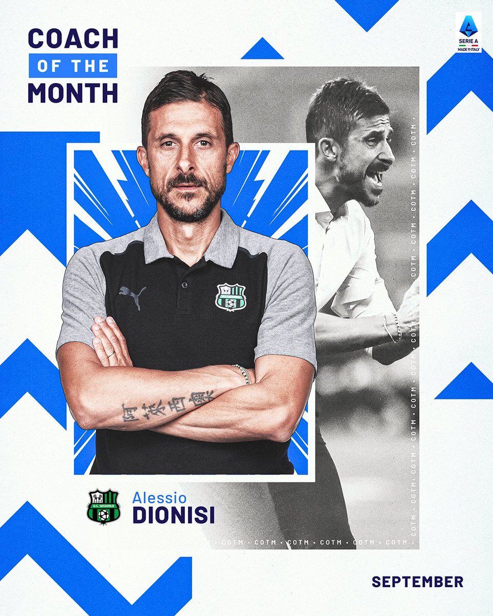 SerieA_EN's tweet image. 𝗖𝗼𝗮𝗰𝗵 𝗼𝗳 𝘁𝗵𝗲 𝗠𝗼𝗻𝘁𝗵 for September: 

Alessio Dionisi 👨‍🏫

#COTM