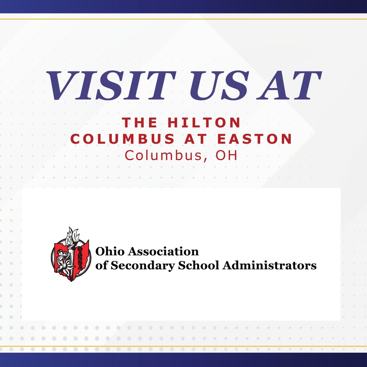 WallOfFameVS's tweet photo. Catch us today at booth #28 at the Hilton Columbus at Easton for the Ohio Association of Secondary School Administrators' 2023 Fall Conference. 👀

#HighSchoolSports #OASSA https://t.co/mD1at2jEpJ
