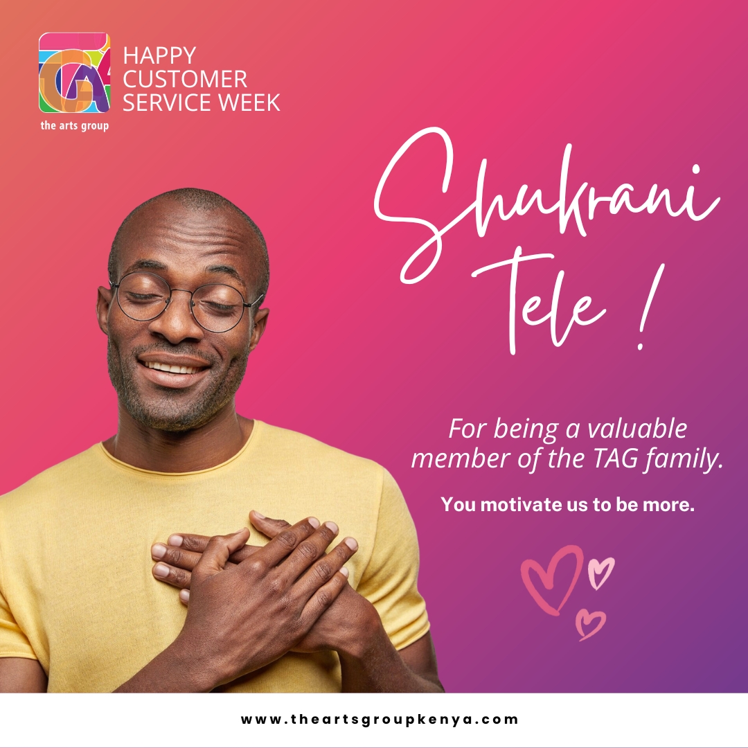 This week, we celebrate YOU, your amazing contributions to our organization and we are proud to have you on our team. Keep up the fantastic work, and have a happy Customer Service Week!

linktr.ee/TAGKenya

#TeamTAG #CustomerServiceWeek