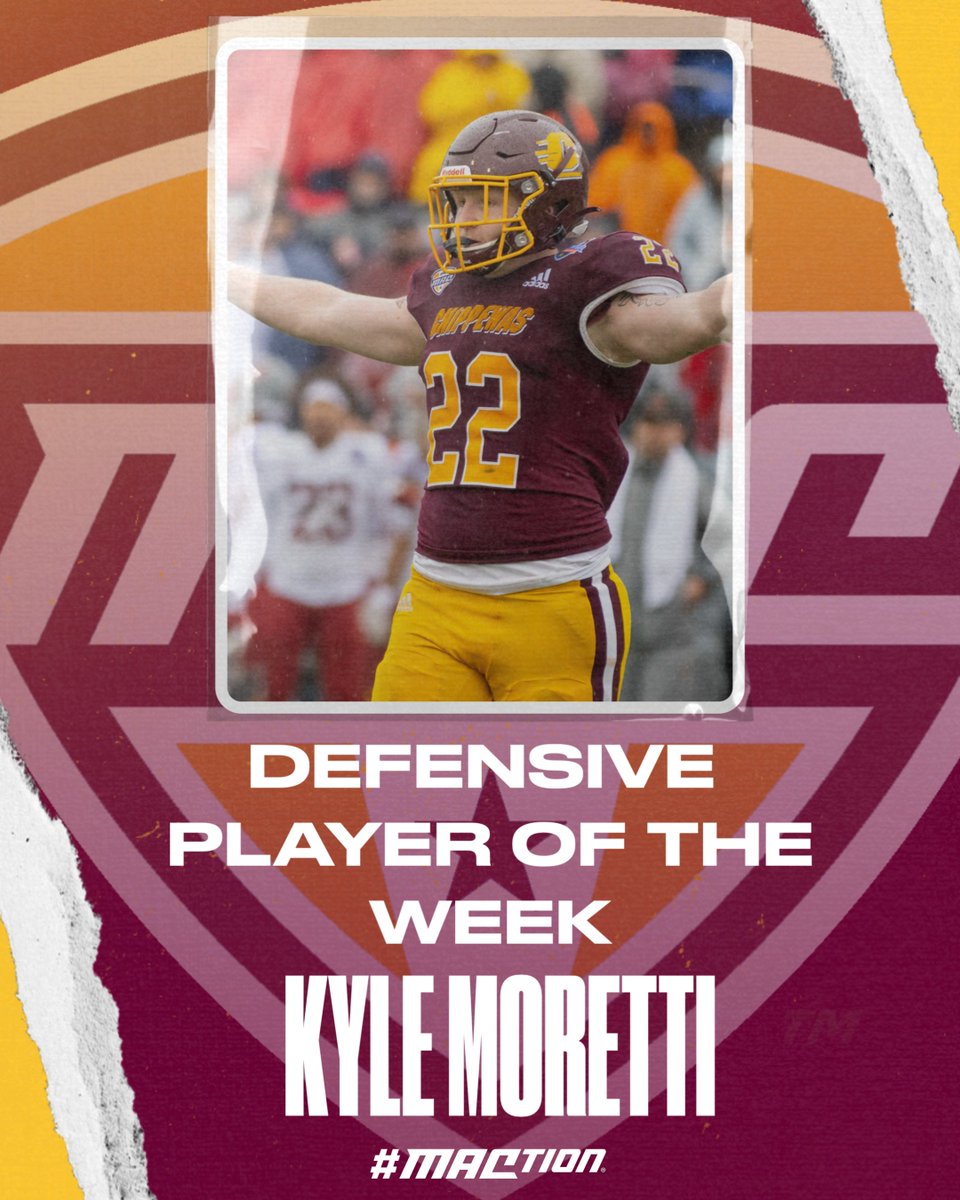 MACtion (@macsports) on Twitter photo With a team-high 10 tackles, <a href="/kylemoretti33/">Kyle Moretti</a> led the Chippewas in tackles for the fourth time in the last five games.
It marked Moretti’s third 10-plus tackle game on the year. He finished the day with 2.0 sacks and 2.5 tackles for loss.
<a href="/CMU_Football/">Central Michigan Football</a> | #MACtion With a team-high 10 tackles, <a href="/kylemoretti33/">Kyle Moretti</a> led the Chippewas in tackles for the fourth time in the last five games.
It marked Moretti’s third 10-plus tackle game on the year. He finished the day with 2.0 sacks and 2.5 tackles for loss.
<a href="/CMU_Football/">Central Michigan Football</a> | #MACtion