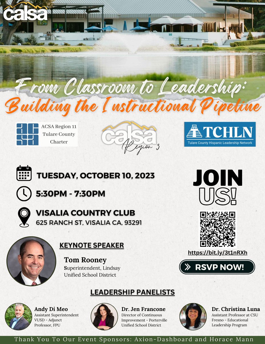 Join your Central Valley familia and an incredible panel of leaders for a discussion on building the instructional pipeline! The evening, hosted at the Visalia Country Club, will be filled with inspiration, networking, and educational excellence!✨ bit.ly/3t1nRXh