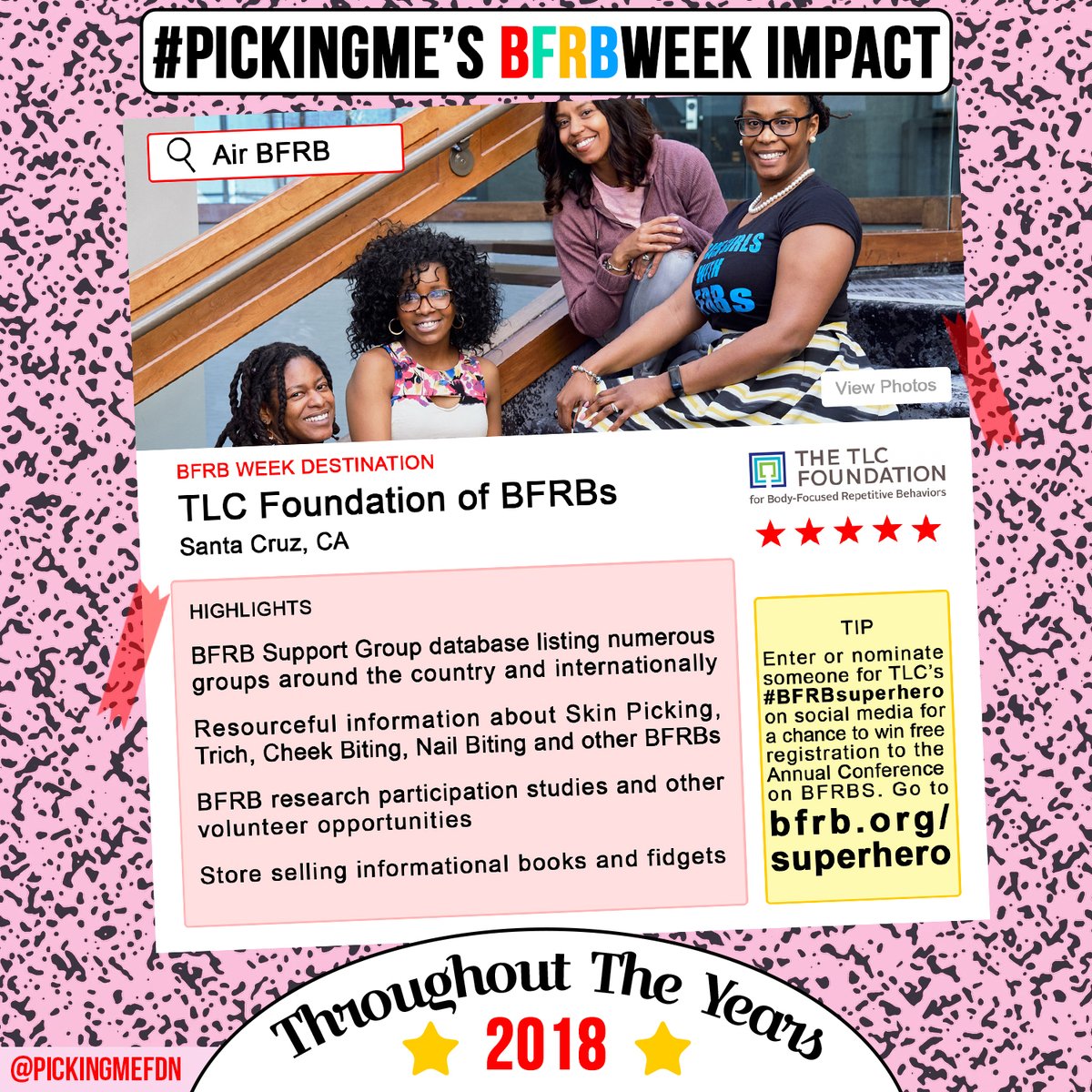 PickingMeFdn's tweet photo. ⭐ #BFRBWEEK 2023!⭐
Today, we're throwing it back to #BFRBweek2018, where we featured some fantastic #advocates and #organizations making strides in the BFRB community with our #AirBFRB campaign! Swipe to check out these inspiring figures. https://t.co/dP54UFmFz3