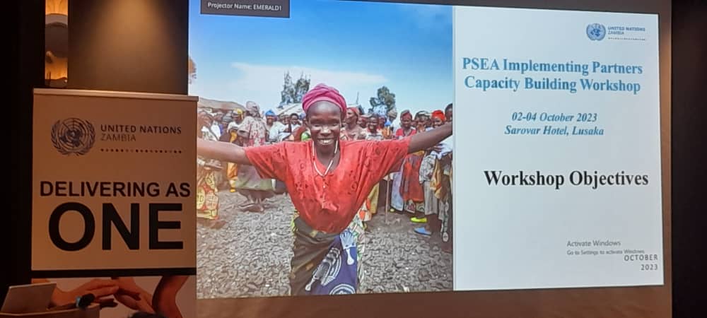 UNZambia's tweet photo. βSexual abuse, exploitation & harassment have profound consequences for individuals, communities, and the credibility of our humanitarian and development efforts." - @UNZambia RC @MutaliBeatrice at IPs workshop on Protection from #SexualExploitationandAbuse and #SexualHarassment. https://t.co/pegdVPUepp