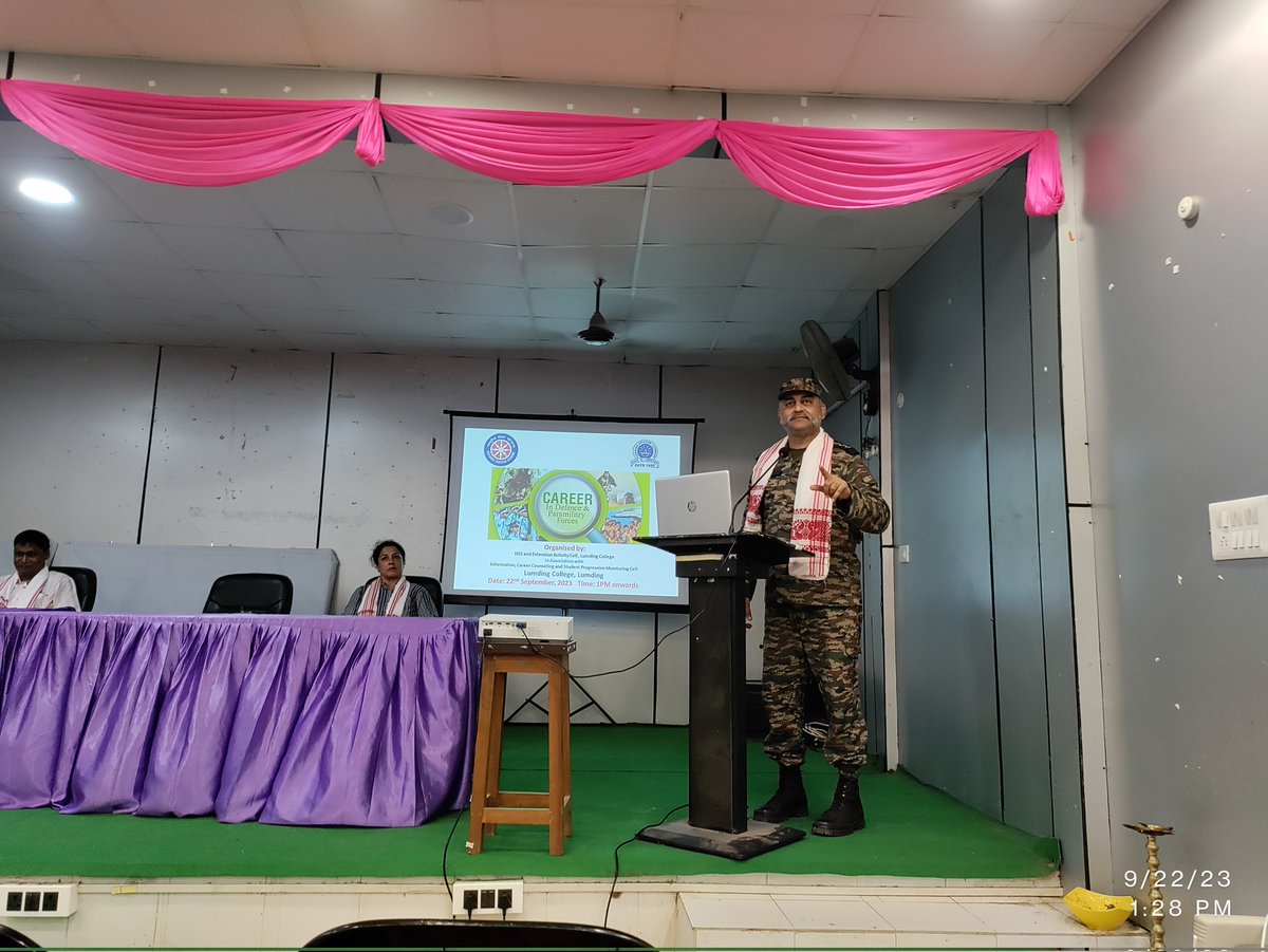 LumdingNss's tweet photo. Lumding College NSS unit organized a career counseling program on Careers in defense and military service on 22/09/2023. 
@_NSSIndia 
@nss_rdguwahati 
@DrRanjanKrKaka1 https://t.co/QFYfs9aJWq