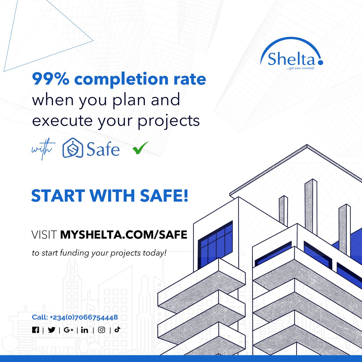 MyShelta's tweet photo. 99% Project Execution Rate confirmed!
Zero excuses with SAFE..

- Wondering if you can still complete your housing projects in 2023?

- Or do you think the funds are not adding up at the moment and you're about to give up on your project?

We bring you good news today! ✅️👏

With SAFE, you can fund and execute your project with ease..

Not convinced yet?

SAFE from Shelta provides funding support to complete your new or pending housing projects.

Interesting right?

Don't waste time!

visit https://t.co/tUde7SbXNO to discover more about SAFE; YOUR PROJECT PARTNER 

and start your journey to project execution today! 

Because with SAFE, Project completion is SURE!

#SAFE
#SheltaUsersReward
#Shelta
#housing
#projectpartner
#RealEstate 
#realestateinvesting