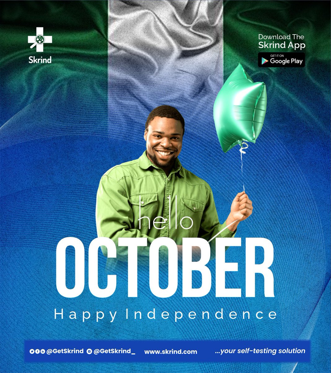GetSkrind's tweet photo. Yayy!! It’s October! 💃 

Happy new month fam and happy Independence Day 🇳🇬😊

#skrind #independenceday #october #stayhealthyandfit https://t.co/Voh48naibv
