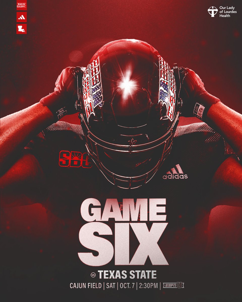 Blacking out Cajun Field for 𝙇𝙊𝙐𝙄𝙎𝙄𝘼𝙉𝘼 𝙎𝘼𝙇𝙐𝙏𝙀𝙎 🇺🇸

🆚 Texas State
📍 Cajun Field
⏰ 2:30 p.m. 
📺 ESPNU
🎟️ ragincajuns.com/tickets

#cULture | #GeauxCajuns