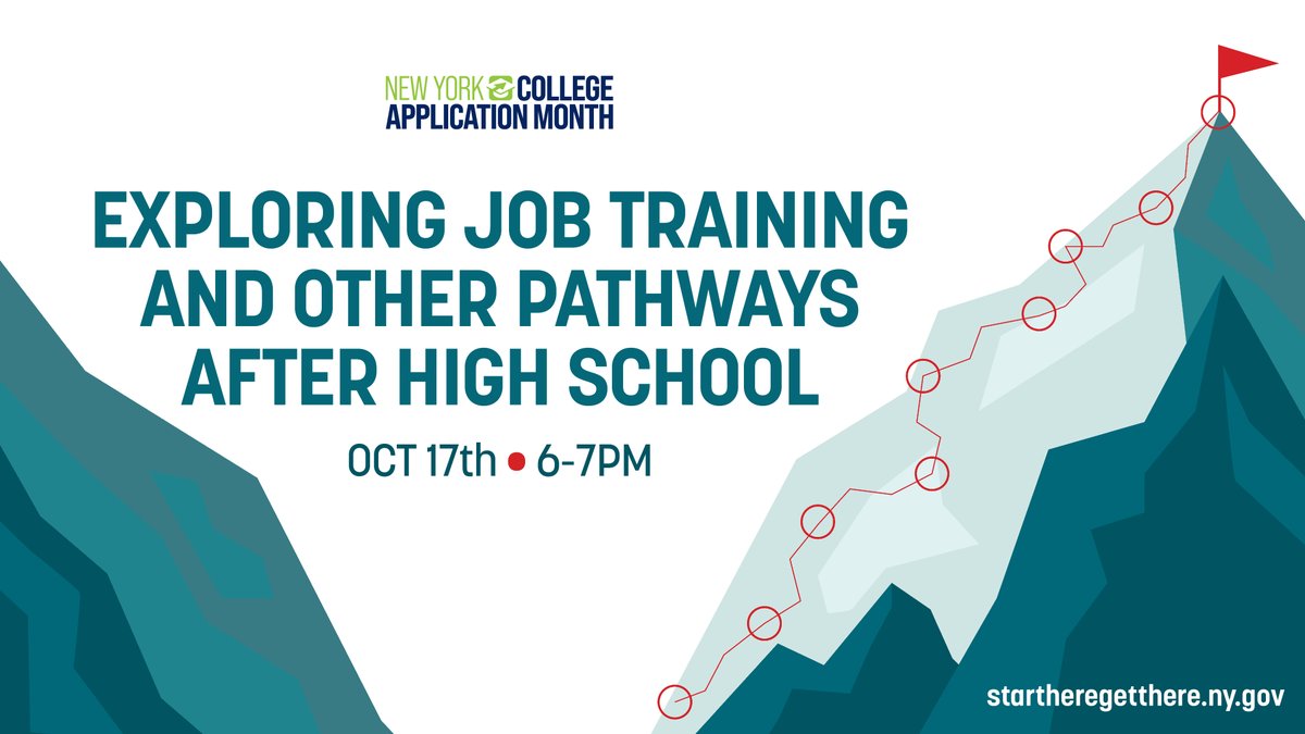 NYSStudentAid's tweet photo. College not in your plans? Learn what careers are hot for the future, trade apprenticeships, training programs, and why it really is OK to take a different path to a career. Register today: https://t.co/KnGfbMXcHd.
#CollegeApplicationMonth #CAM #NYSCAM #HESC #NYS https://t.co/hJ8zqKoJnn