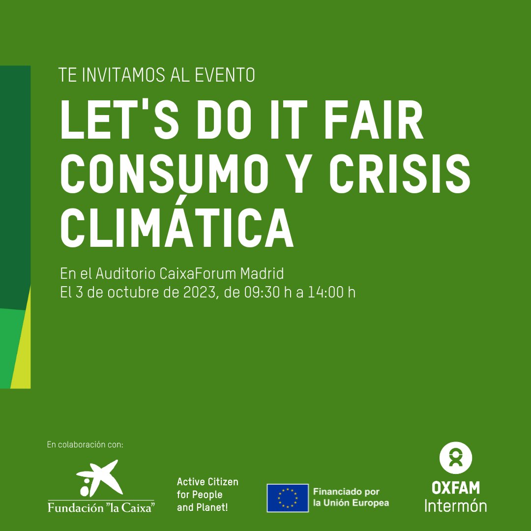 Juanjo Martínez (@juanjo_mv) on Twitter photo Mañana, en el CaixaForum de Madrid a las 10h, estaremos reflexionando sobre el #Consumo y el #CambioClimático con Fernando Valladares, <a href="/BrendaChavez_/">@brendachavez.bsky.social</a> <a href="/tinamonge/">cristina monge 🇪🇺</a> <a href="/climabar/">CLIMABAR</a> <a href="/CarrefourES/">Carrefour España</a> <a href="/alcampo/">Alcampo</a> <a href="/skfk_official/">SKFK</a> y <a href="/FairTradeFTAO/">Fair Trade Advocacy Office</a>. #ComercioJusto
Inscripciones: oxfamintermon.org/es/agenda/lets… Mañana, en el CaixaForum de Madrid a las 10h, estaremos reflexionando sobre el #Consumo y el #CambioClimático con Fernando Valladares, <a href="/BrendaChavez_/">@brendachavez.bsky.social</a> <a href="/tinamonge/">cristina monge 🇪🇺</a> <a href="/climabar/">CLIMABAR</a> <a href="/CarrefourES/">Carrefour España</a> <a href="/alcampo/">Alcampo</a> <a href="/skfk_official/">SKFK</a> y <a href="/FairTradeFTAO/">Fair Trade Advocacy Office</a>. #ComercioJusto
Inscripciones: oxfamintermon.org/es/agenda/lets…