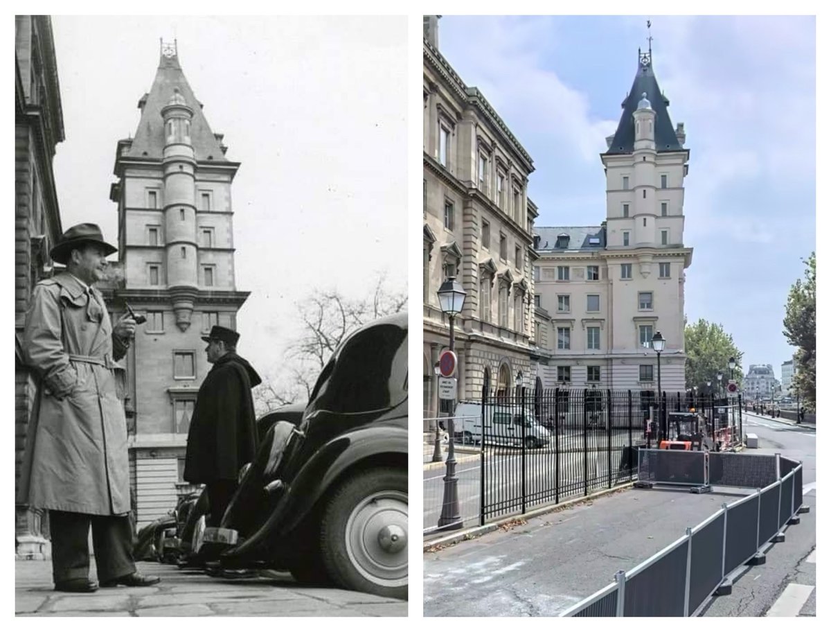 Parisidftn's tweet image. View from in front of 36 Quai des Orfèvres, Paris, 1951 and today (2022 photo). Thanks to @ParisAMDParis for historic image. 

 #Paris #thenandnow #avantapres #voyagerdansletemps #history #histoire #vieuxparis #parisperdu #ruesdeparis #ParisJeTaime #ParisMonamour