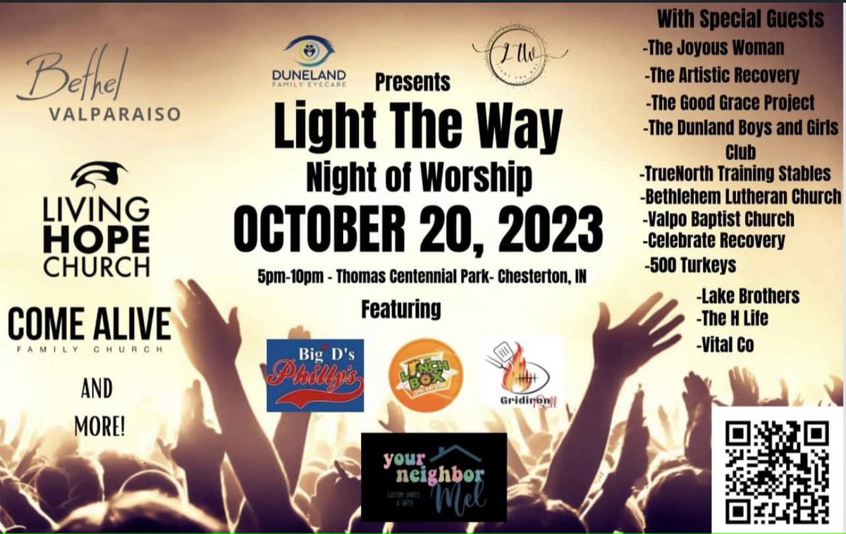 ValpoChapel's tweet photo. We are so excited to announce that the Celebrate! Praise Band will be playing at Light The Way Night of Worship on October 20th in Chesterton! Join us as we worship alongside our neighbors here in Northwest Indiana. #celebrate #praise #valpochapel https://t.co/IyRbizzuKv
