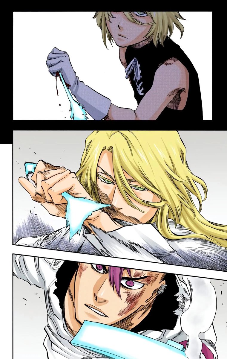 DBWUDE's tweet photo. Holy shit. One of the best dynamics in Bleach, one of the best fights in Bleach, one of the best backstories in Bleach. Jugram and Bazz B, the absolute goats #DBLEACH https://t.co/Vuny4ilqlE