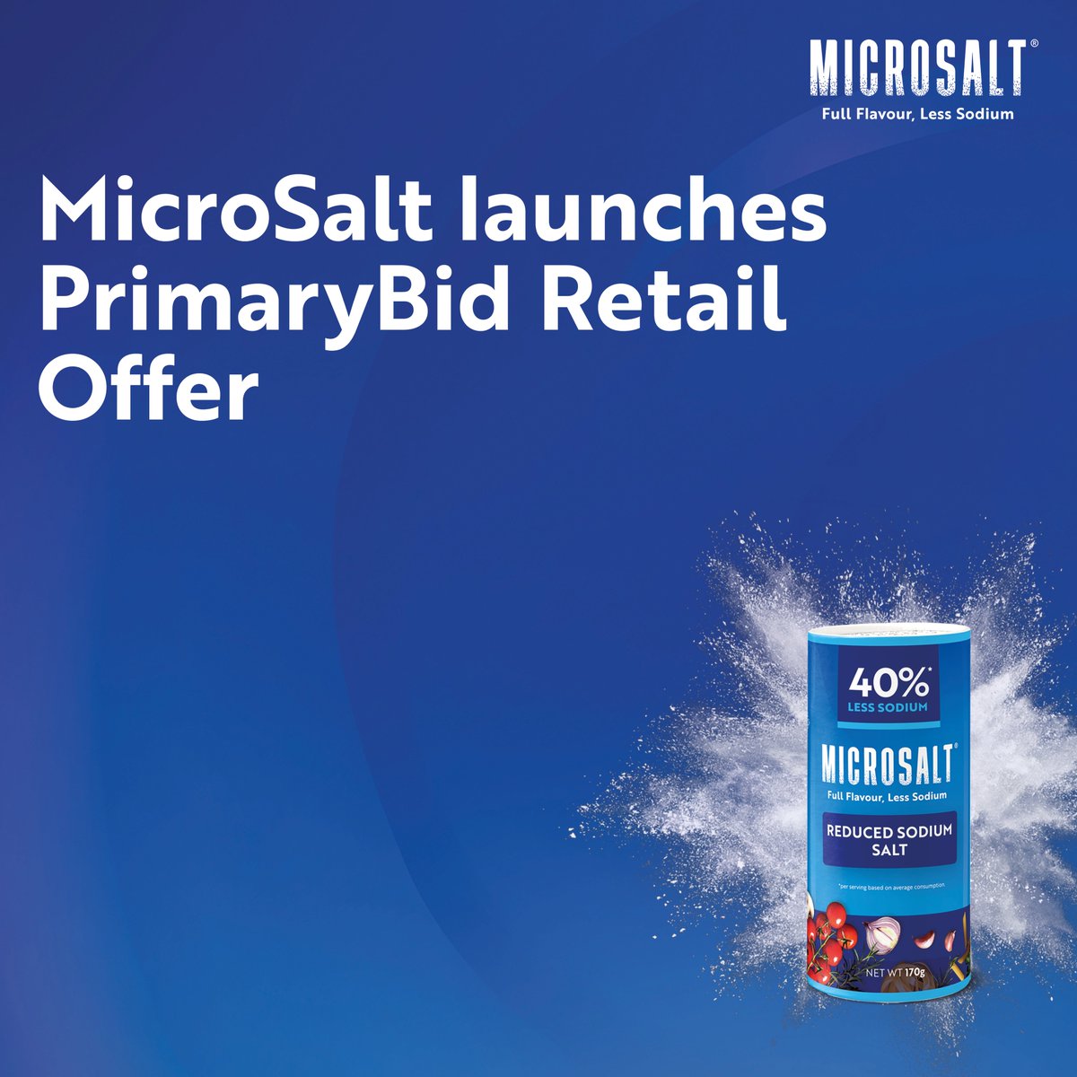 MicroSaltPLC's tweet photo. We are delighted to launch the retail offer in the UK via PrimaryBid ahead of our proposed London IPO. 

We look forward to new investors joining our mission to reduce sodium consumption and address a global health concern.

#MicroSalt #Health #LowSodium https://t.co/xYOa8Xv68M