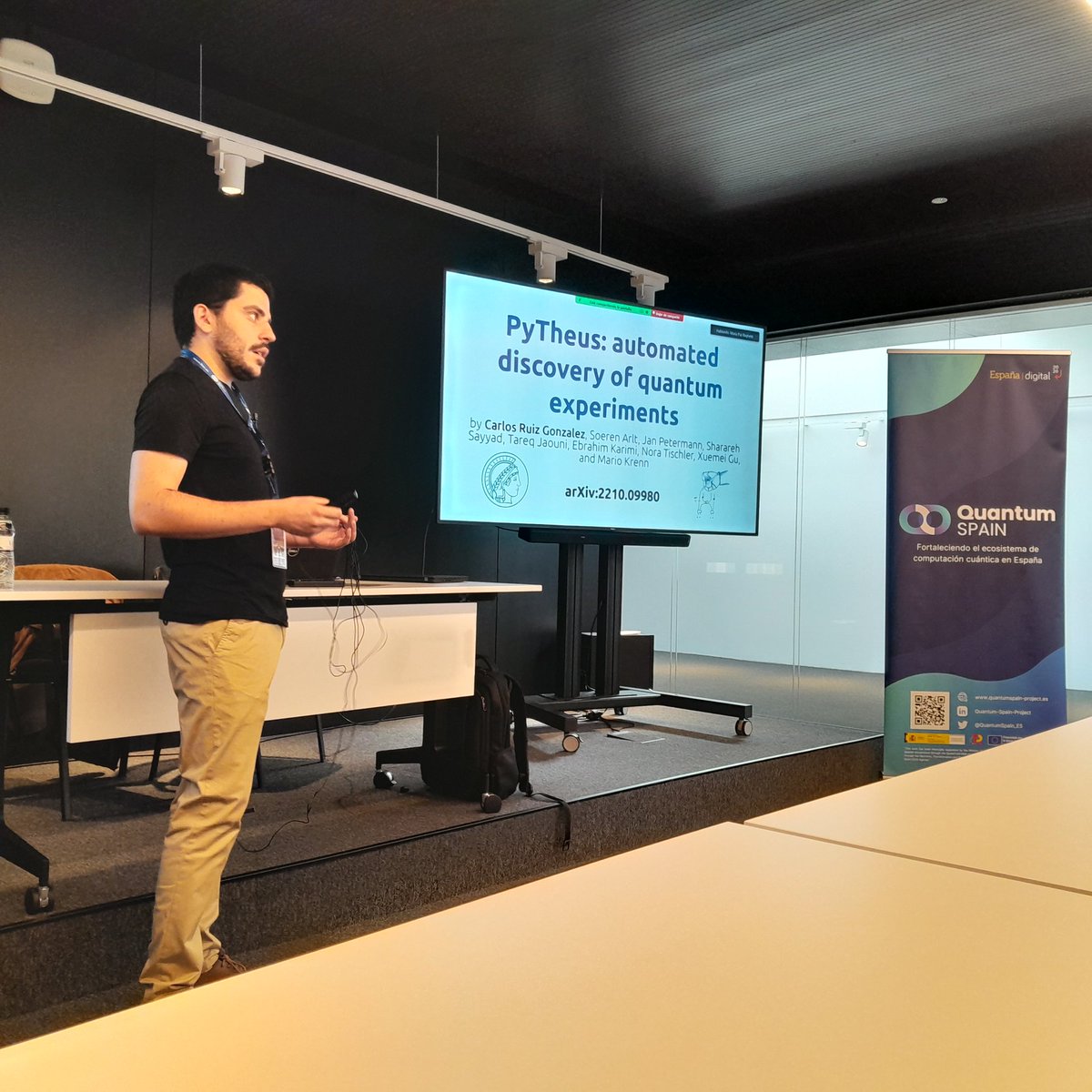 Alba Cervera-Lierta (@albaclierta) on Twitter photo Today <a href="/cruizgo_/">Carlos</a> from <a href="/MPI_Light/">Max Planck Institute for the Science of Light</a> gave an amazing seminar about PyTheus and the automated discovery of more than 100 quantum experiments! Available soon on <a href="/QuantumSpain_ES/">Quantum Spain</a> Youtube channel. Today <a href="/cruizgo_/">Carlos</a> from <a href="/MPI_Light/">Max Planck Institute for the Science of Light</a> gave an amazing seminar about PyTheus and the automated discovery of more than 100 quantum experiments! Available soon on <a href="/QuantumSpain_ES/">Quantum Spain</a> Youtube channel.