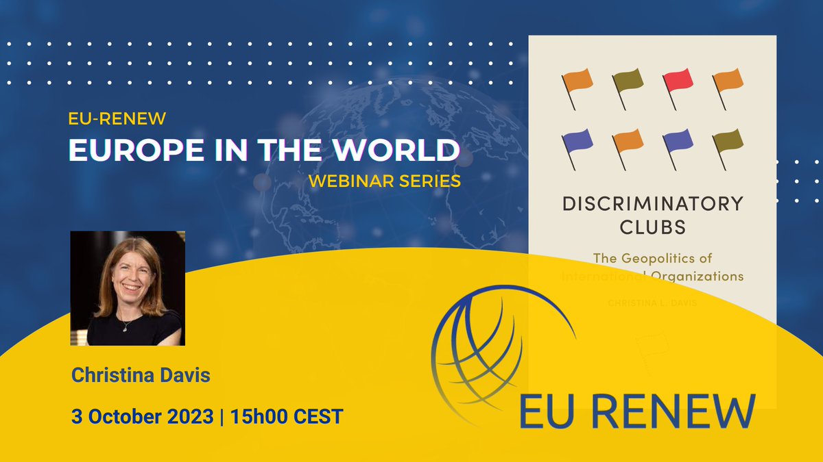 Who gets to participate in international organizations and set global rules? Christina Davis (@Harvard) joins us tomorrow to discuss her book 'Discriminatory Clubs'. @charlesbroger (@IBEI) serves as discussant before an open Q&A. 3/10, 15:00 CEST | bit.ly/48Ed8lO