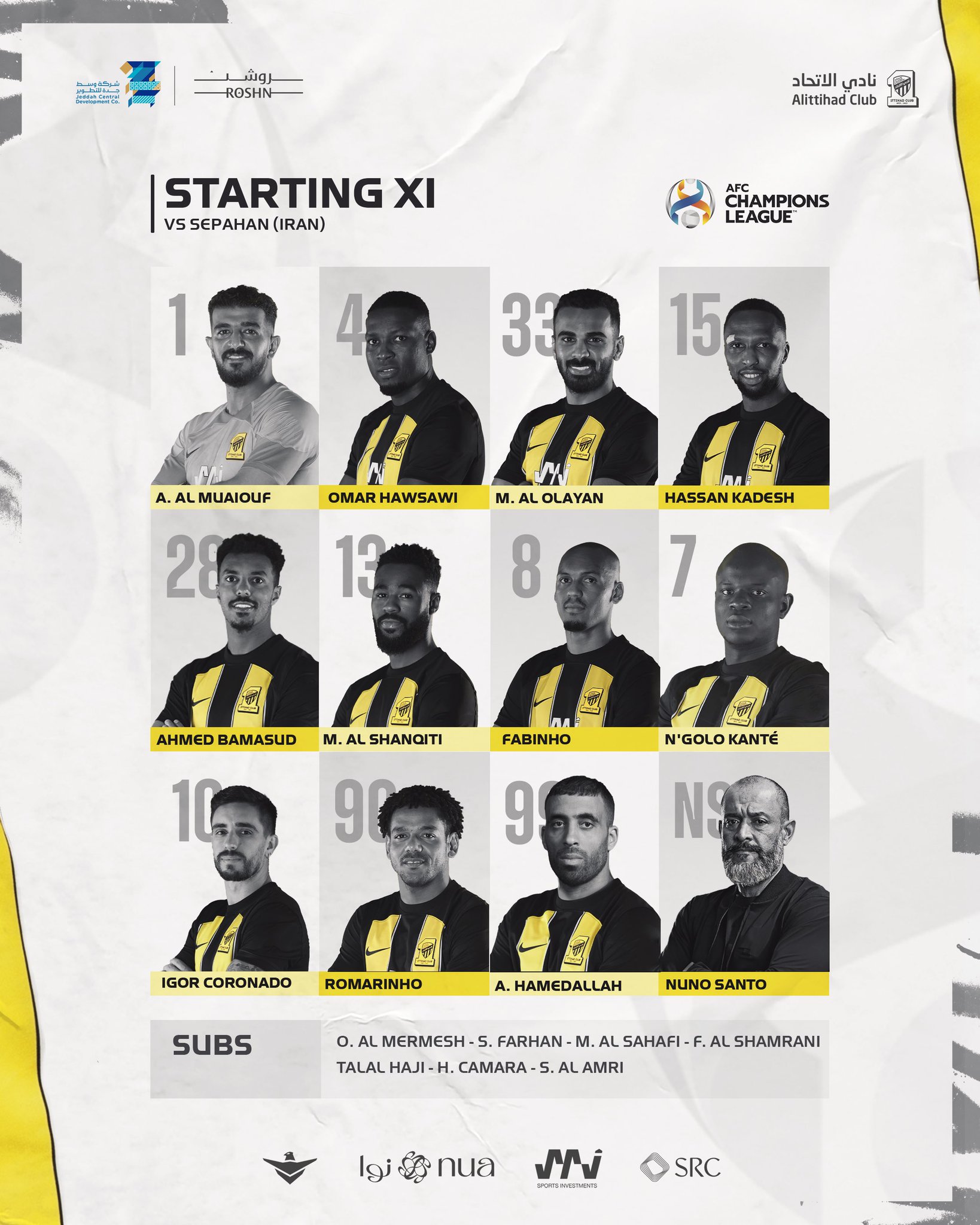 Al-Ittihad vs Sepahan S.C. live score, H2H and lineups