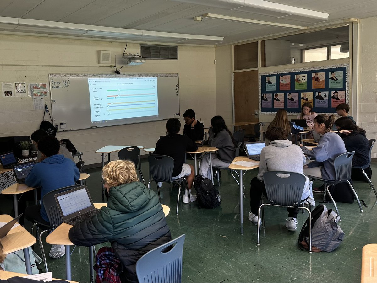 Geometry students practicing vocabulary with a game of <a href="/quizlet/">Quizlet</a> live today! This was a great way to make our review period before their unit 1 test interactive and meaningful. I recommend using Quizlet live in class!

Link to the Quizlet: quizlet.com/833713647/unit…