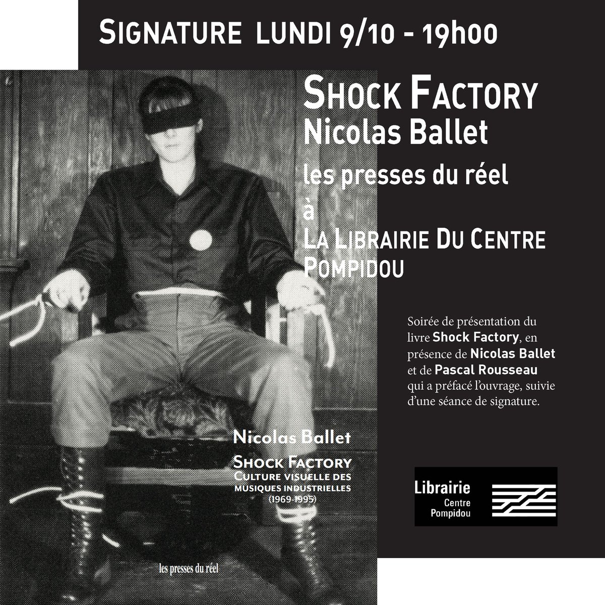 École Doctorale d'Histoire de l'Art (@ed441_histo_art) on Twitter photo Lancement du livre « Shock Factory. Culture visuelle des musiques industrielles (1969-1995) » de Nicolas Ballet, Docteur de <a href="/SorbonneParis1/">Université Paris 1 Panthéon-Sorbonne</a>
Lundi 9 octobre 2023 à 19h à la Librairie du Centre Pompidou
lespressesdureel.com/ouvrage.php?id… Lancement du livre « Shock Factory. Culture visuelle des musiques industrielles (1969-1995) » de Nicolas Ballet, Docteur de <a href="/SorbonneParis1/">Université Paris 1 Panthéon-Sorbonne</a>
Lundi 9 octobre 2023 à 19h à la Librairie du Centre Pompidou
lespressesdureel.com/ouvrage.php?id…