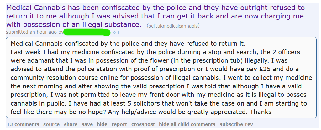 🚔 Another legal #MedicalCannabis patient has had their medication seemingly unlawfully seized by the police.