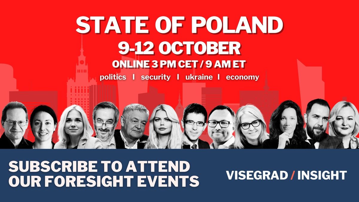 What is the State of #Poland before parliamentary elections? Join the State of 🇵🇱online event week and delve into Polish economy, politics and defence! Register here 👇
visegradinsight.eu/event-state-of…

<a href="/AleksSzczerbiak/">Aleks Szczerbiak</a> <a href="/justynapawlak/">Justyna Pawlak</a> <a href="/aahomanska/">Agnieszka Homańska 🇵🇱 🇪🇺 🇺🇦</a>  <a href="/MBroniatowski/">Michał Broniatowski</a> <a href="/ComKlitina/">ALeksandra Klitina</a> <a href="/MarekRozkrut/">Marek Rozkrut</a>