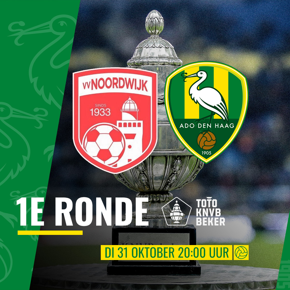 🏆 De bekerwedstrijd tegen <a href="/vvnoordwijk/">vv Noordwijk</a> is vastgesteld op dinsdag 31 oktober om 20.00 uur. Informatie over kaartverkoop volgt binnenkort via de officiële clubkanalen.