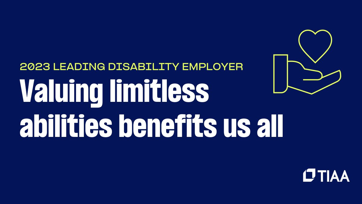 TIAA (@tiaa) on Twitter photo TIAA is honored to be named a 2023 Leading Disability Employer by <a href="/NOD_ItsAbility/">National Organization on Disability (NOD)</a>, which recognizes companies for measuring and achieving talent outcomes for people with disabilities. #NDEAM go.tiaa.org/3PVLnxT TIAA is honored to be named a 2023 Leading Disability Employer by <a href="/NOD_ItsAbility/">National Organization on Disability (NOD)</a>, which recognizes companies for measuring and achieving talent outcomes for people with disabilities. #NDEAM go.tiaa.org/3PVLnxT