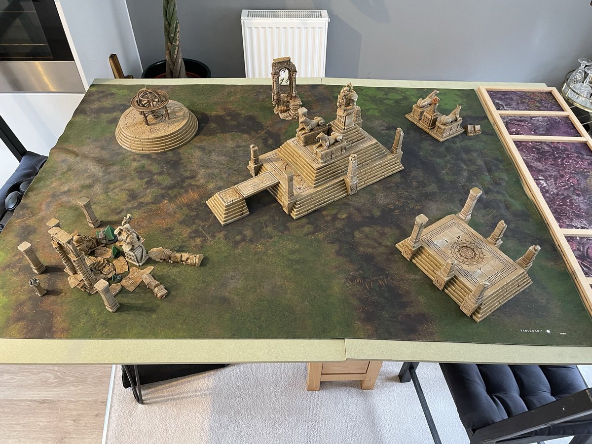 moarhammer's tweet photo. Looking to clear out a table-worth of AoS terrain - a bunch of the OOP Shattered Temple sets plus 2 Realmgates. Nothing is glued so very modular - Looking for around £350 posted, ONO. #ageofsigmar https://t.co/q6oMCXM5m8