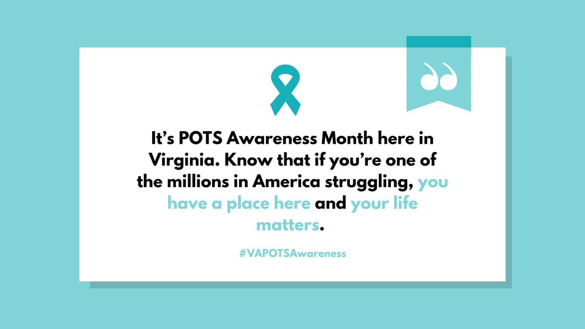 EBPforVA's tweet photo. October is POTS (Postural Orthostatic Tachycardia Syndrome) Awareness Month in Virginia. POTS disproportionately affects women, especially women of color. Diagnostic delays and misdiagnoses mean many may not know they have it. Today and everyday, we lift them up. #VAPOTSAwareness https://t.co/3AIAfSpL2m