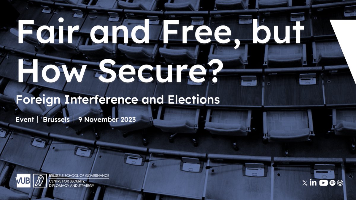 ❗️Save the Date❗️

On 9 Nov 2023 (09:00-13:00), CSDS is organising an event on Foreign Information Manipulation and Interference (#FIMI). 2024 will be a big test for counter-FIMI strategies due to elections in 🇪🇺🇹🇼🇺🇸and we will discuss how best to safeguard democratic elections.